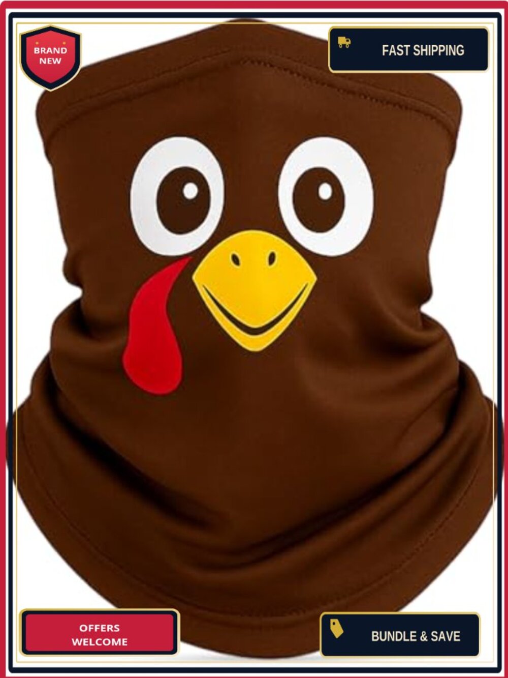 Thanksgiving Turkey Trot Neck Gaiter Polyester Spandex Windproof Warm